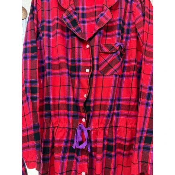 Victorias Secret 2pc M Flannel Babydoll Dress & Night Shirt Lounge‎ Leisure Y2K - Picture 6 of 11